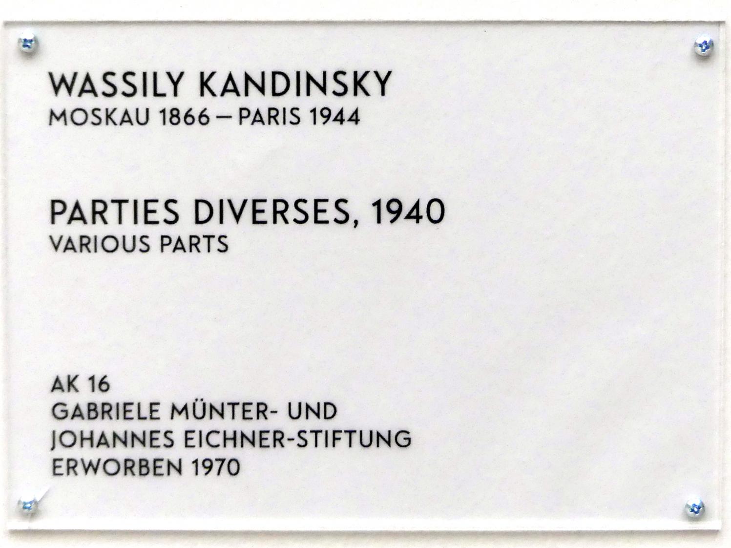 Wassily Kandinsky (1900–1943), Parties diverses, München, Lenbachhaus, Saal 28, 1940, Bild 2/2