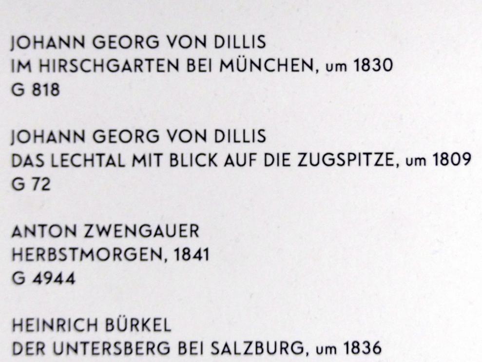 Johann Georg von Dillis (1796–1831), Das Lechtal mit Blick auf die Zugspitze, München, Lenbachhaus, Saal 21, um 1809, Bild 2/2