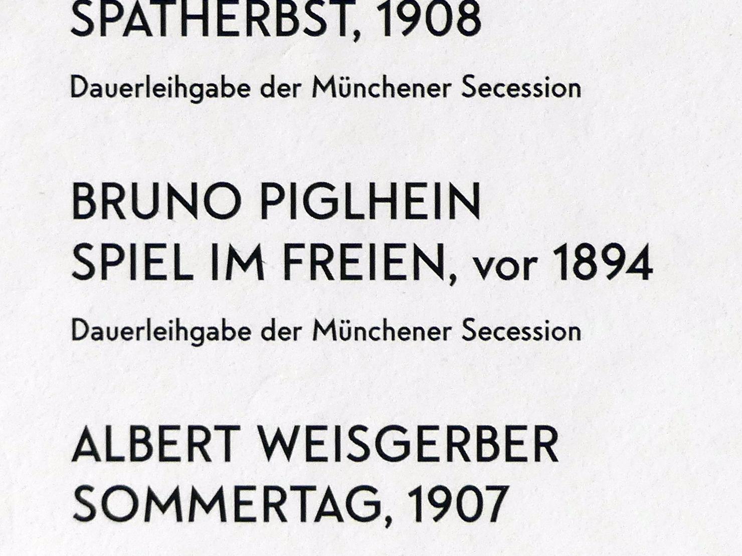Bruno Piglhein (1893), Spiel im Freien, München, Lenbachhaus, Saal 24, vor 1894, Bild 4/4