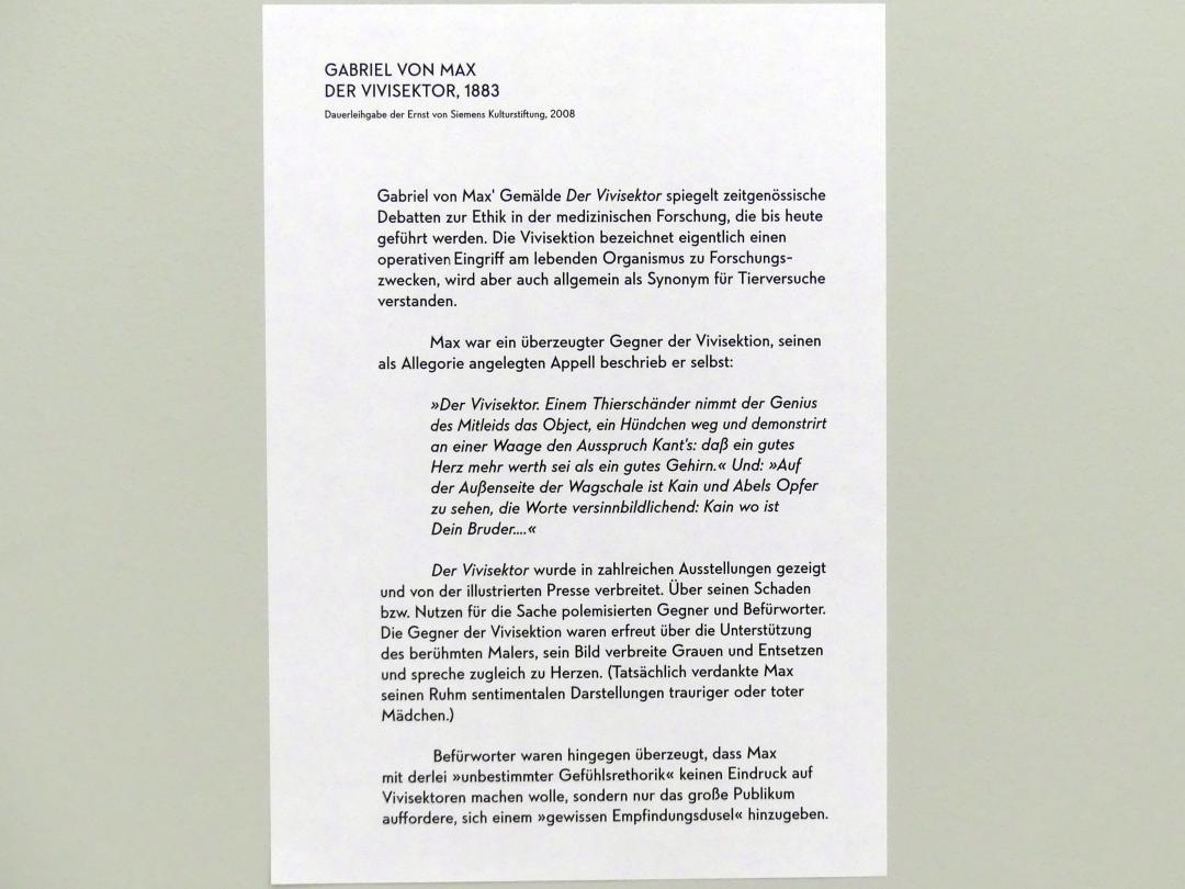 Gabriel von Max (1865–1901), Der Vivisektor, München, Lenbachhaus, Saal 26, 1883, Bild 2/3