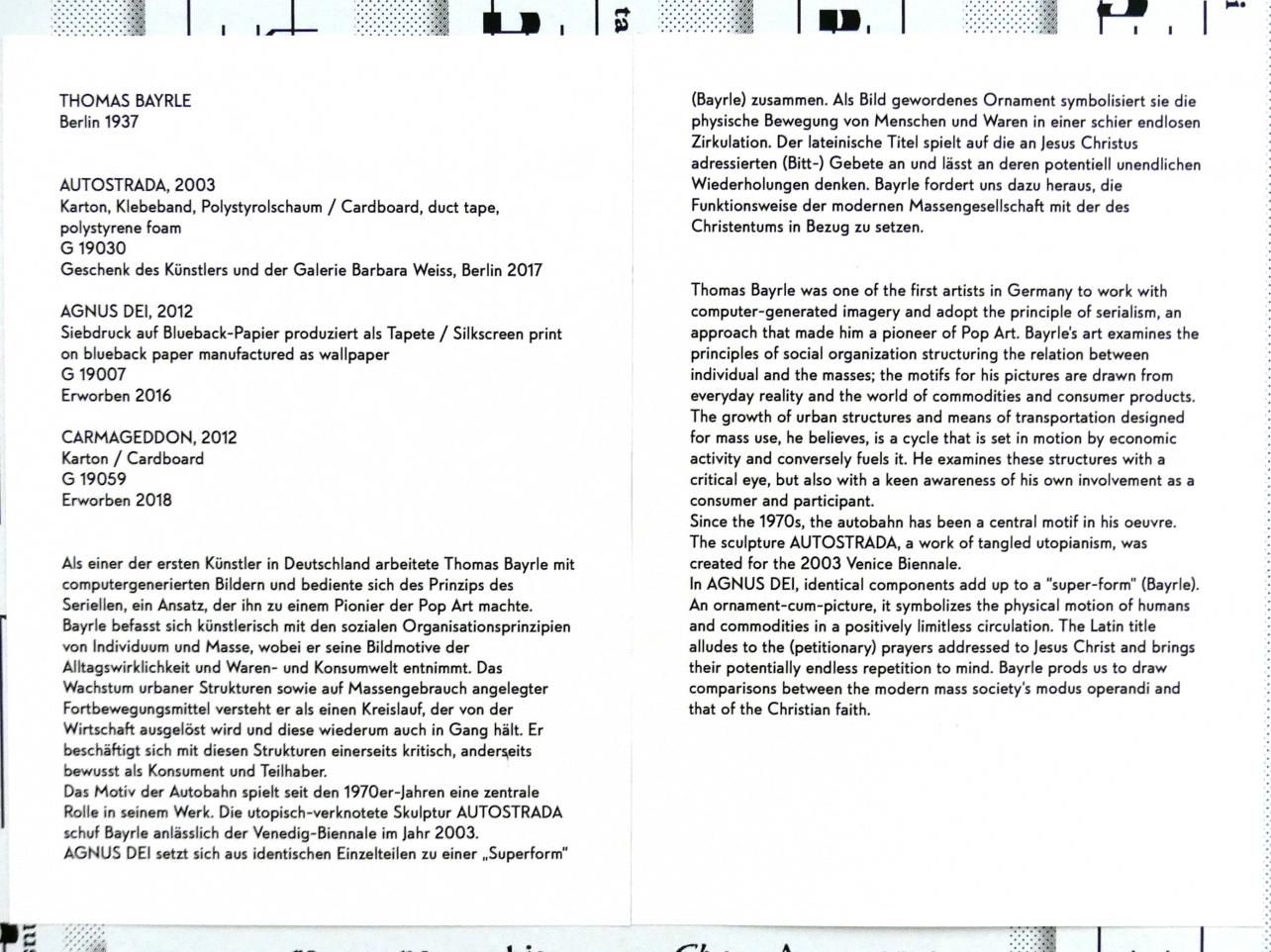 Thomas Bayrle (2003–2012), Agnus Dei, München, Lenbachhaus, Saal 49, 2012, Bild 3/3