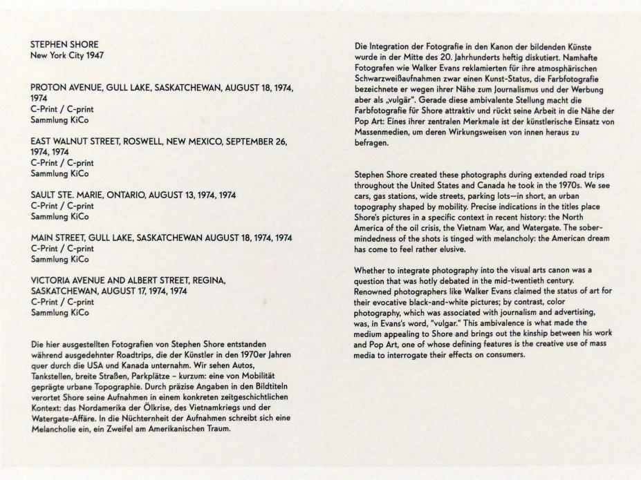 Stephen Shore (1974), Main Street, Gull Lake, Saskatchewan, August 18, 1974, München, Lenbachhaus, Saal 51, 1974, Bild 2/2