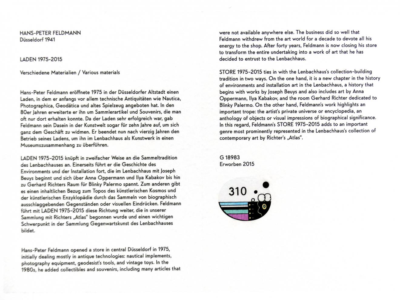 Hans-Peter Feldmann (1975–2014), Laden, München, Lenbachhaus, Saal 53, 1975–2015, Bild 10/10