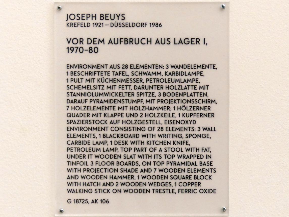 Joseph Beuys (1948–1985), Vor dem Aufbruch aus Lager I, München, Lenbachhaus, Saal 42, 1970–1980, Bild 9/12