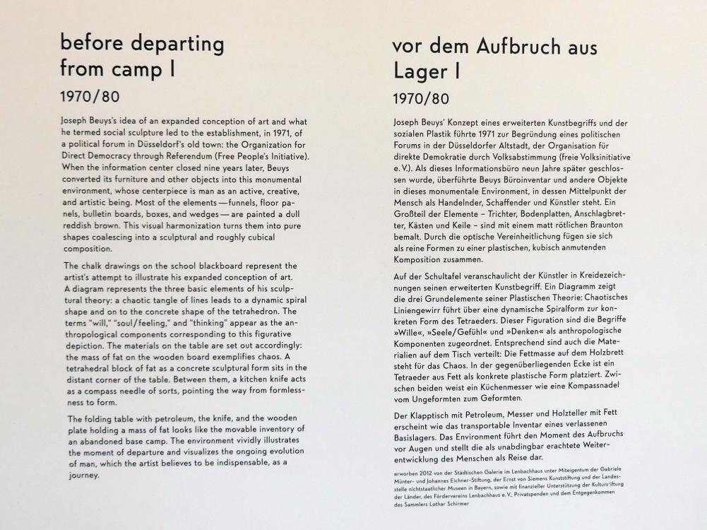 Joseph Beuys (1948–1985), Vor dem Aufbruch aus Lager I, München, Lenbachhaus, Saal 42, 1970–1980, Bild 10/12