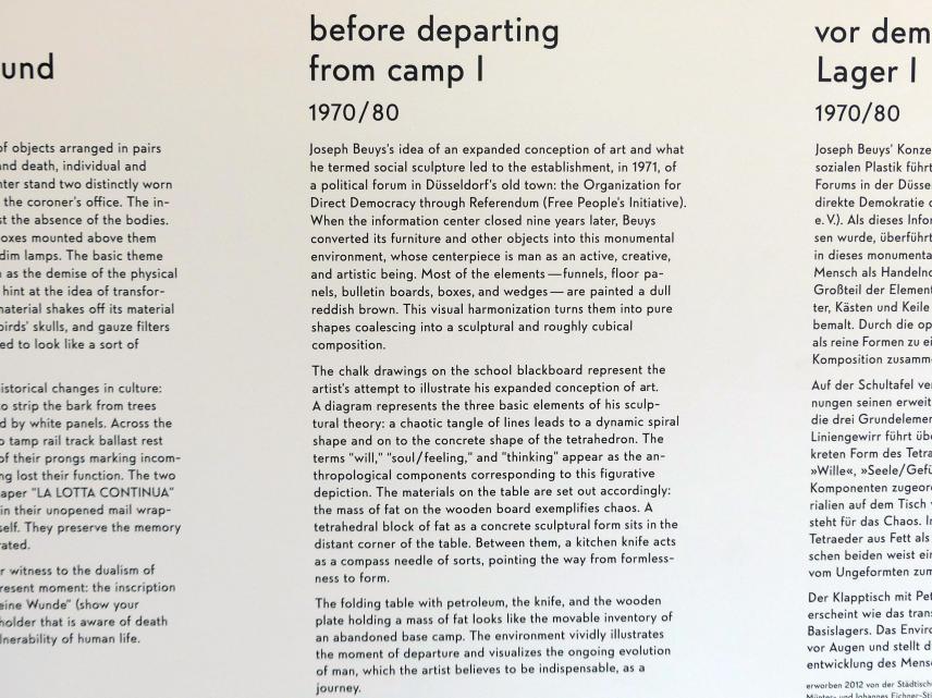 Joseph Beuys (1948–1985), Vor dem Aufbruch aus Lager I, München, Lenbachhaus, Saal 42, 1970–1980, Bild 11/12
