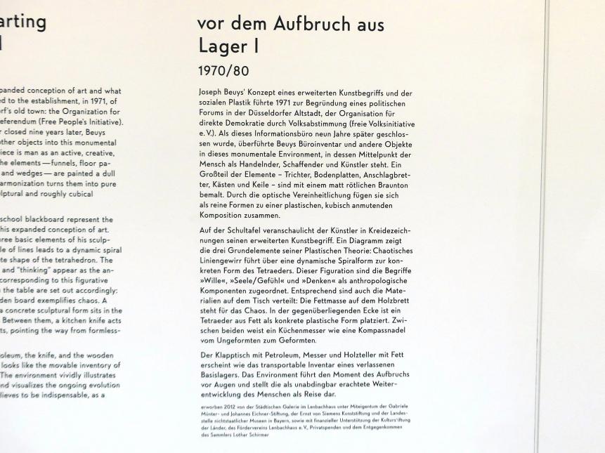 Joseph Beuys (1948–1985), Vor dem Aufbruch aus Lager I, München, Lenbachhaus, Saal 42, 1970–1980, Bild 12/12