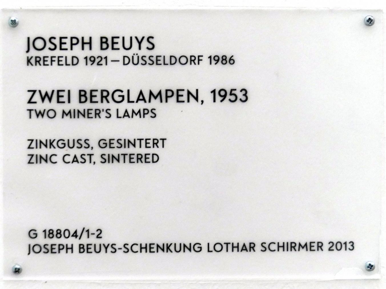 Joseph Beuys (1948–1985), Zwei Berglampen, München, Lenbachhaus, Saal 44, 1953, Bild 5/5