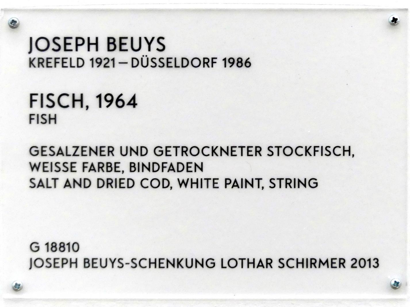 Joseph Beuys (1948–1985), Fisch, München, Lenbachhaus, Saal 44, 1964, Bild 3/3