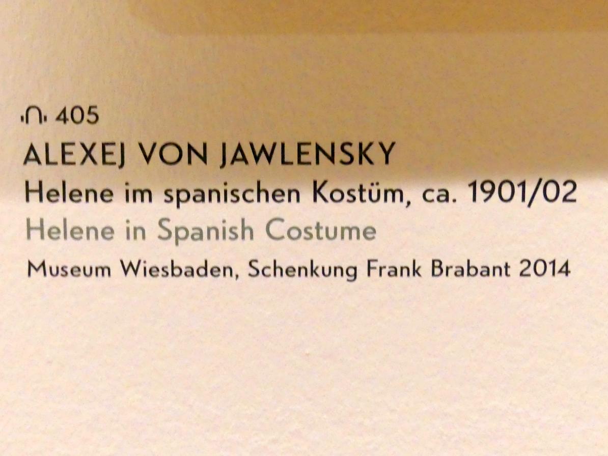 Alexej von Jawlensky (1893–1938), Helene im spanischen Kostüm, München, Lenbachhaus, Kunstbau, Ausstellung "Lebensmenschen" vom 22.10.2019-16.02.2020, Porträts von Jawlenski, um 1901–1902, Bild 2/2