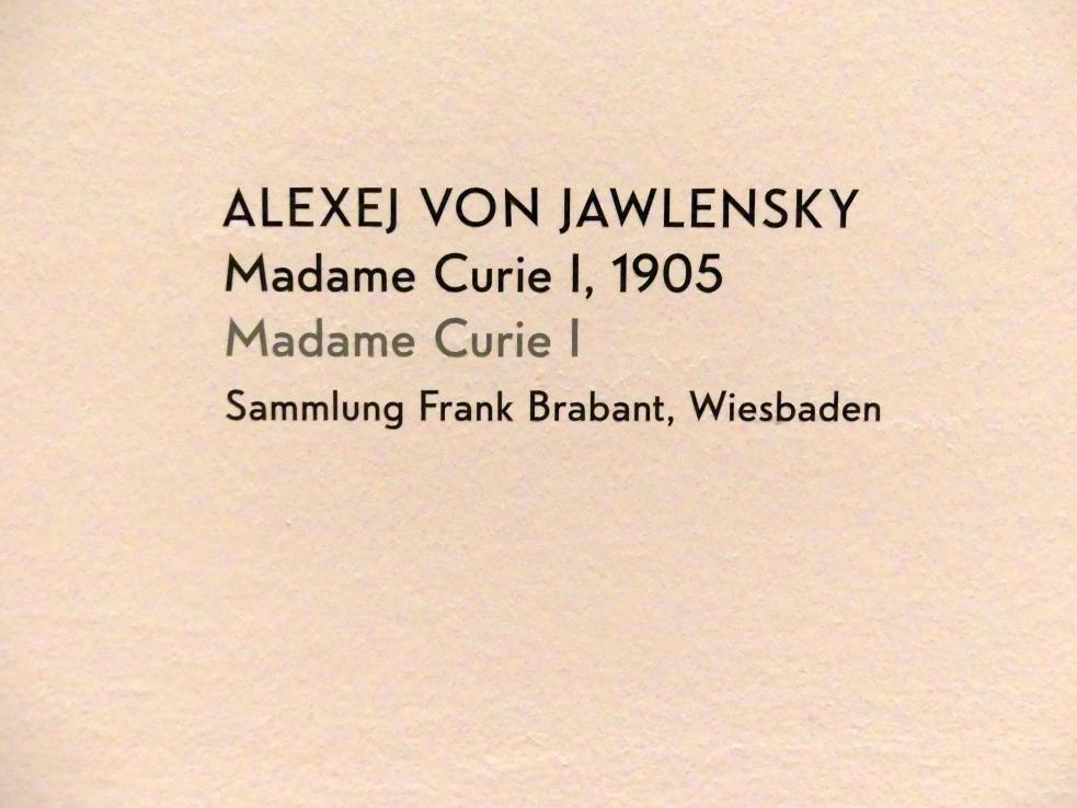 Alexej von Jawlensky (1893–1938), Madame Curie I, München, Lenbachhaus, Kunstbau, Ausstellung "Lebensmenschen" vom 22.10.2019-16.02.2020, Porträts von Jawlenski, 1905, Bild 2/2