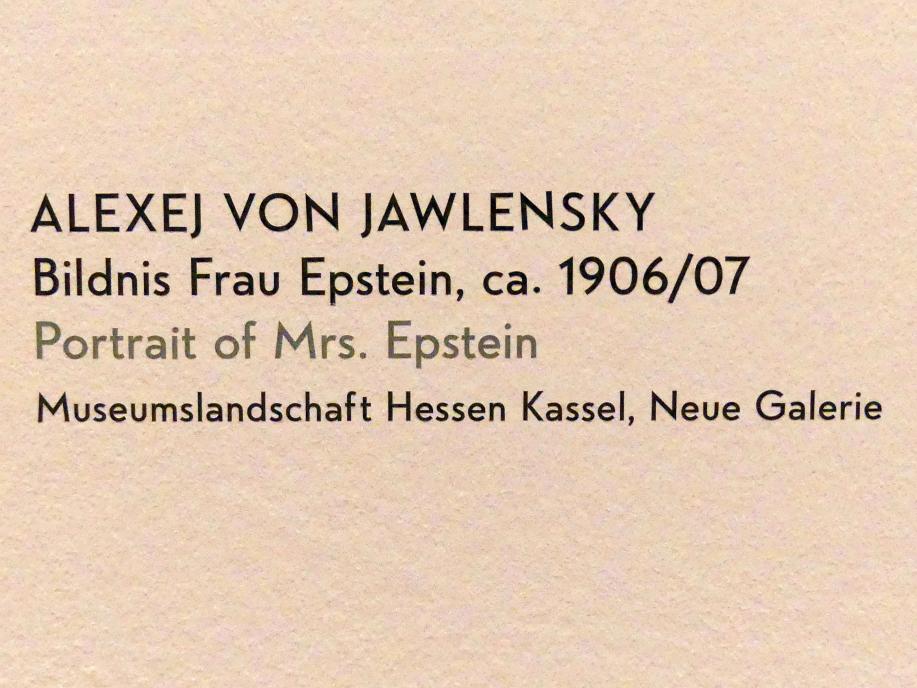 Alexej von Jawlensky (1893–1938), Bildnis Frau Epstein, München, Lenbachhaus, Kunstbau, Ausstellung "Lebensmenschen" vom 22.10.2019-16.02.2020, Porträts von Jawlenski, um 1906–1907, Bild 2/2