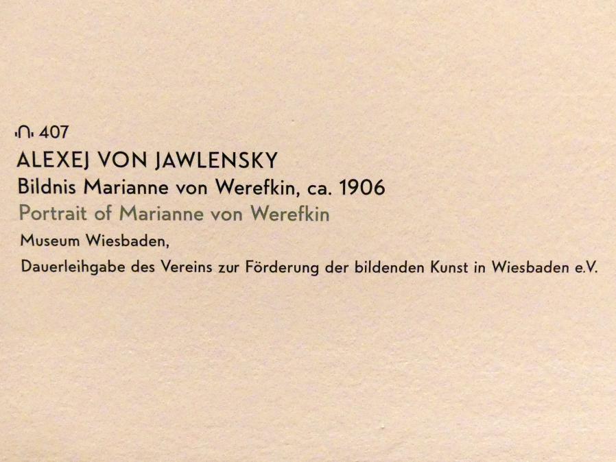 Alexej von Jawlensky (1893–1938), Bildnis Marianne von Werefkin, München, Lenbachhaus, Kunstbau, Ausstellung "Lebensmenschen" vom 22.10.2019-16.02.2020, Porträts von Jawlenski, um 1906, Bild 2/2