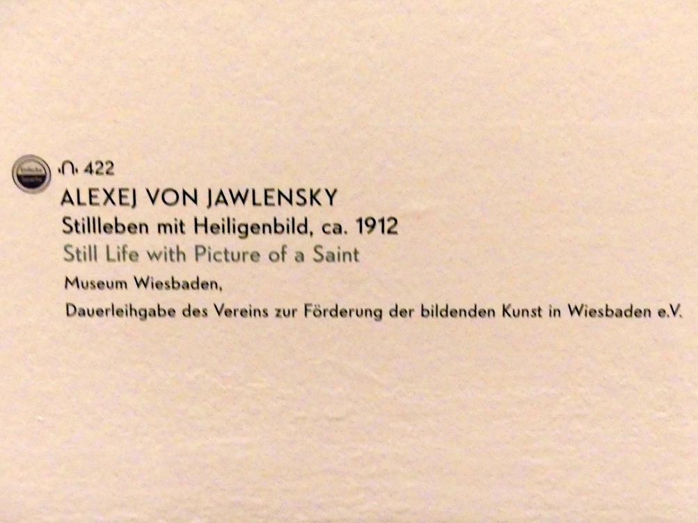 Alexej von Jawlensky (1893–1938), Stillleben mit Heiligenbild, München, Lenbachhaus, Kunstbau, Ausstellung "Lebensmenschen" vom 22.10.2019-16.02.2020, Porträts von Jawlenski, um 1912, Bild 2/2