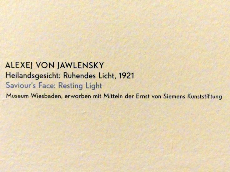 Alexej von Jawlensky (1893–1938), Heilandsgesicht: Ruhendes Licht, München, Lenbachhaus, Kunstbau, Ausstellung "Lebensmenschen" vom 22.10.2019-16.02.2020, Porträts von Jawlenski, 1921, Bild 2/2