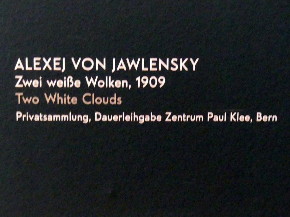 Alexej von Jawlensky (1893–1938), Zwei weiße Wolken, München, Lenbachhaus, Kunstbau, Ausstellung "Lebensmenschen" vom 22.10.2019-16.02.2020, München, Murnau, Oberstdorf, 1908-1913, 1909, Bild 2/2