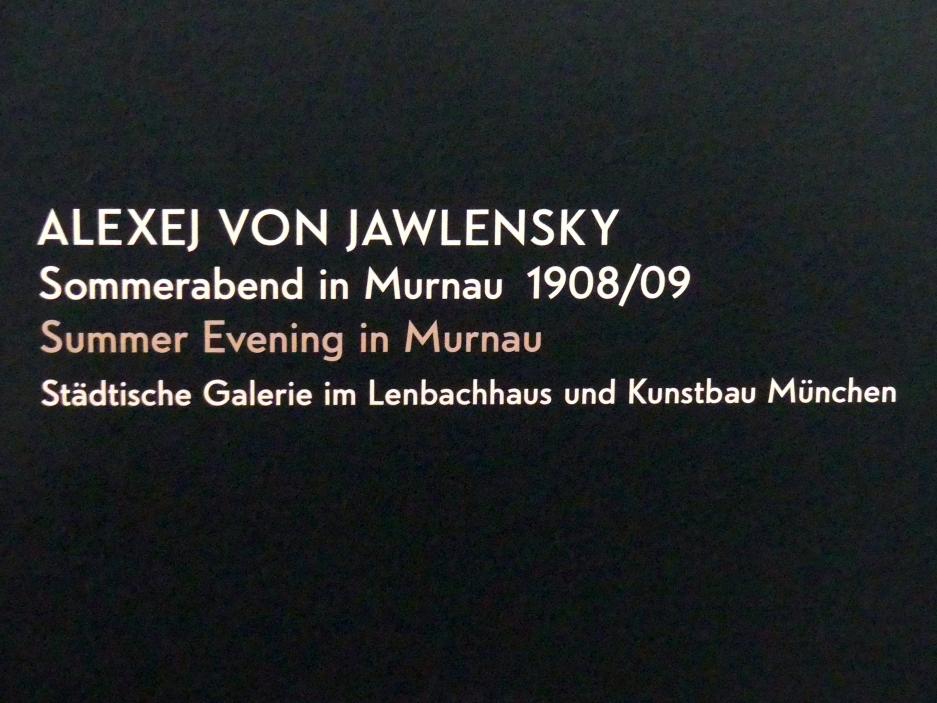 Alexej von Jawlensky (1893–1938), Sommerabend in Murnau, München, Lenbachhaus, Kunstbau, Ausstellung "Lebensmenschen" vom 22.10.2019-16.02.2020, München, Murnau, Oberstdorf, 1908-1913, 1908–1909, Bild 2/2