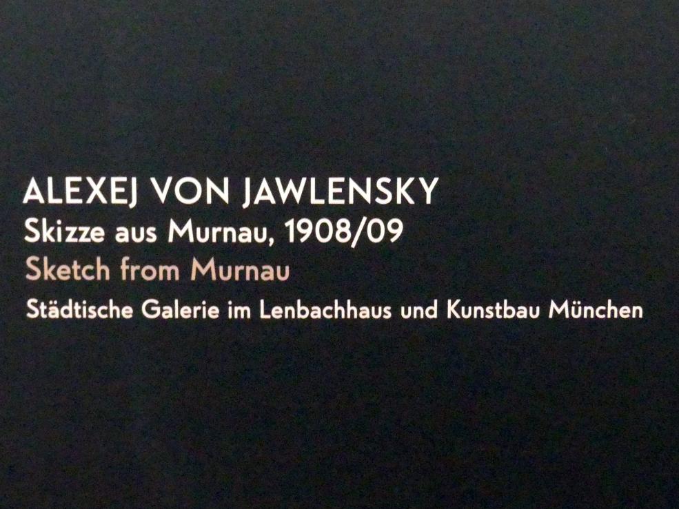 Alexej von Jawlensky (1893–1938), Skizze aus Murnau, München, Lenbachhaus, Kunstbau, Ausstellung "Lebensmenschen" vom 22.10.2019-16.02.2020, München, Murnau, Oberstdorf, 1908-1913, 1908–1909, Bild 2/2