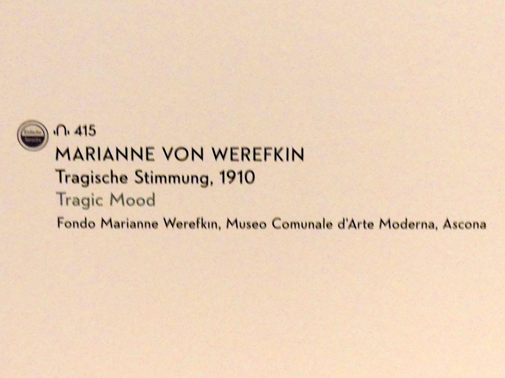 Marianne von Werefkin (1881–1932), Tragische Stimmung, München, Lenbachhaus, Kunstbau, Ausstellung "Lebensmenschen" vom 22.10.2019-16.02.2020, München, Murnau, Oberstdorf, 1908-1913, 1910, Bild 2/2