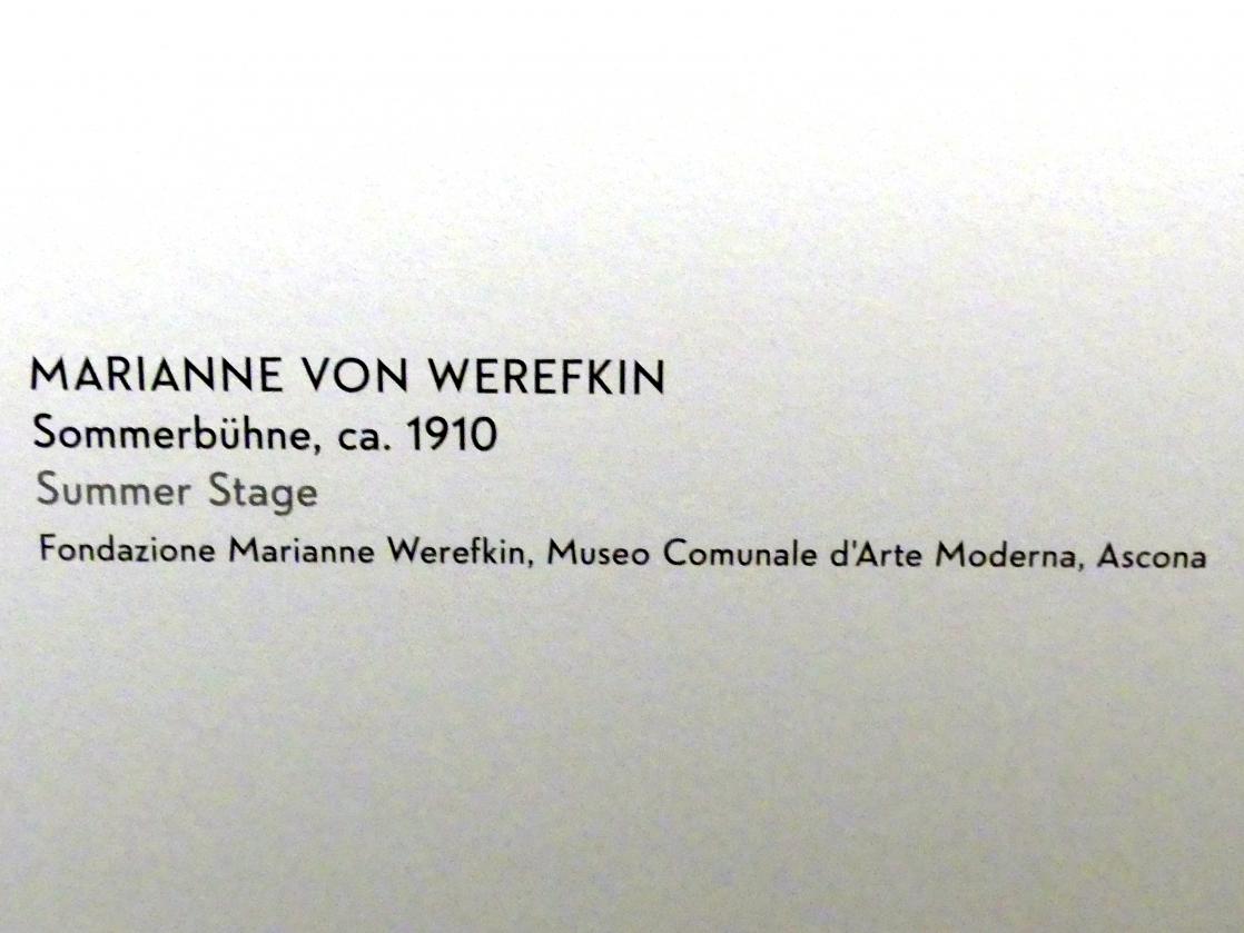 Marianne von Werefkin (1881–1932), Sommerbühne, München, Lenbachhaus, Kunstbau, Ausstellung "Lebensmenschen" vom 22.10.2019-16.02.2020, Maskerade und Theater, um 1910, Bild 2/2