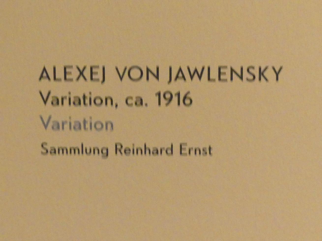 Alexej von Jawlensky (1893–1938), Variation, München, Lenbachhaus, Kunstbau, Ausstellung "Lebensmenschen" vom 22.10.2019-16.02.2020, Exil in der Schweiz 1914-1917, um 1916, Bild 2/2