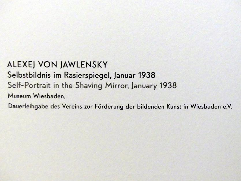 Alexej von Jawlensky (1893–1938), Selbstbildnis im Rasierspiegel, München, Lenbachhaus, Kunstbau, Ausstellung "Lebensmenschen" vom 22.10.2019-16.02.2020, Getrennte Wege ab 1921, Jawlenski, 1938, Bild 3/3