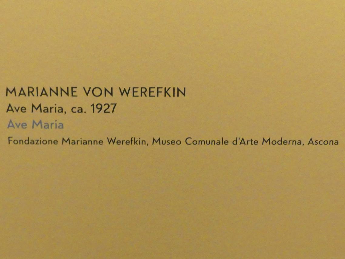 Marianne von Werefkin (1881–1932), Ave Maria, München, Lenbachhaus, Kunstbau, Ausstellung "Lebensmenschen" vom 22.10.2019-16.02.2020, Getrennte Wege ab 1921, Werefkin, um 1927, Bild 2/2