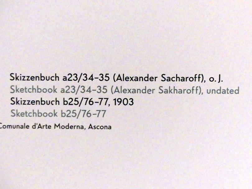 Marianne von Werefkin (1881–1932), Skizzenbuch b25/76-77, München, Lenbachhaus, Kunstbau, Ausstellung "Lebensmenschen" vom 22.10.2019-16.02.2020, Skizzenbücher von Werefkin, 1903, Bild 2/2