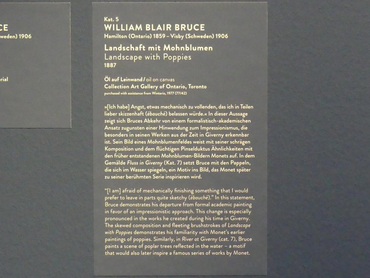 William Blair Bruce (1882–1888), Landschaft mit Mohnblumen, München, Kunsthalle, Ausstellung "Kanada und der Impressionismus" vom 19.07.-17.11.2019, Frankreich-Impressionen, 1887, Bild 2/2