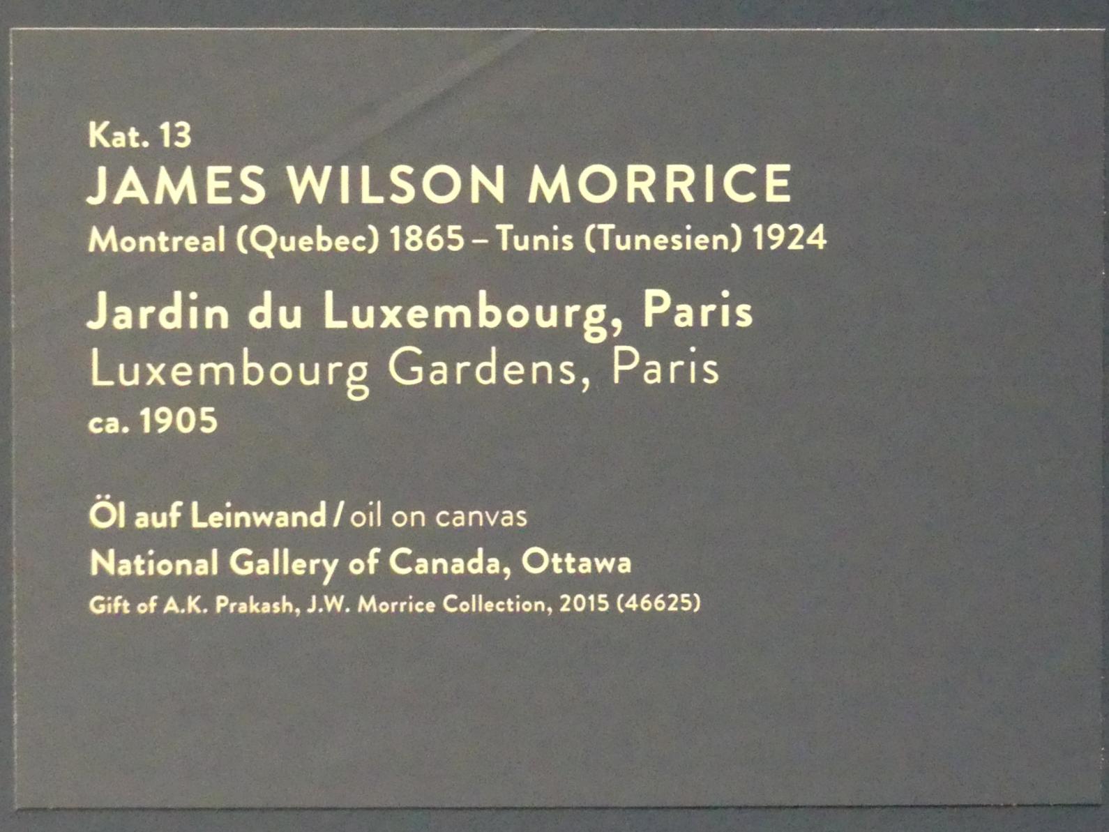James Wilson Morrice (1897–1921), Jardin du Luxembourg, Paris, München, Kunsthalle, Ausstellung "Kanada und der Impressionismus" vom 19.07.-17.11.2019, Frankreich-Impressionen, um 1905, Bild 2/2