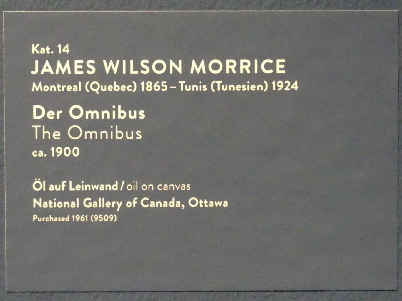 James Wilson Morrice (1897–1921), Der Omnibus, München, Kunsthalle, Ausstellung "Kanada und der Impressionismus" vom 19.07.-17.11.2019, Frankreich-Impressionen, um 1900, Bild 2/2