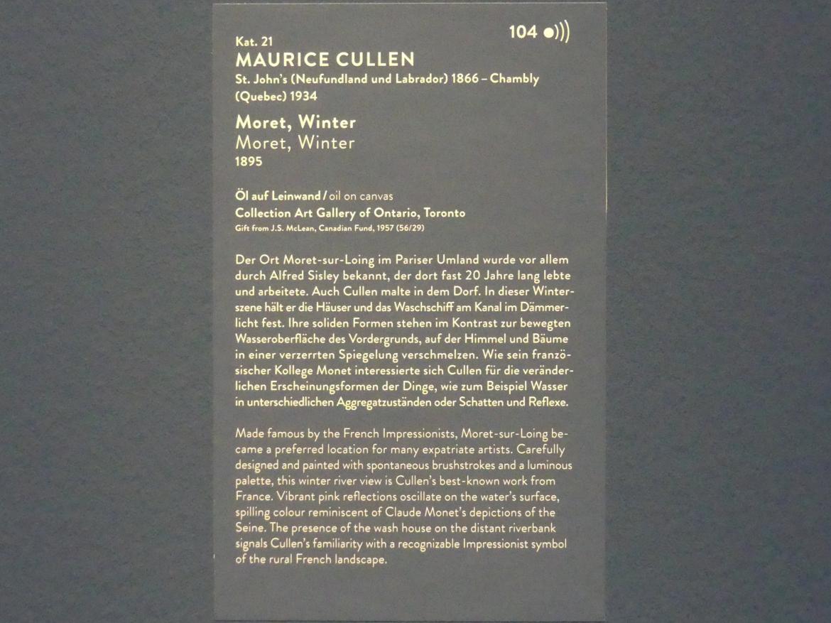Maurice Galbraith Cullen (1893–1922), Moret, Winter, München, Kunsthalle, Ausstellung "Kanada und der Impressionismus" vom 19.07.-17.11.2019, Auf dem Land, 1895, Bild 3/3
