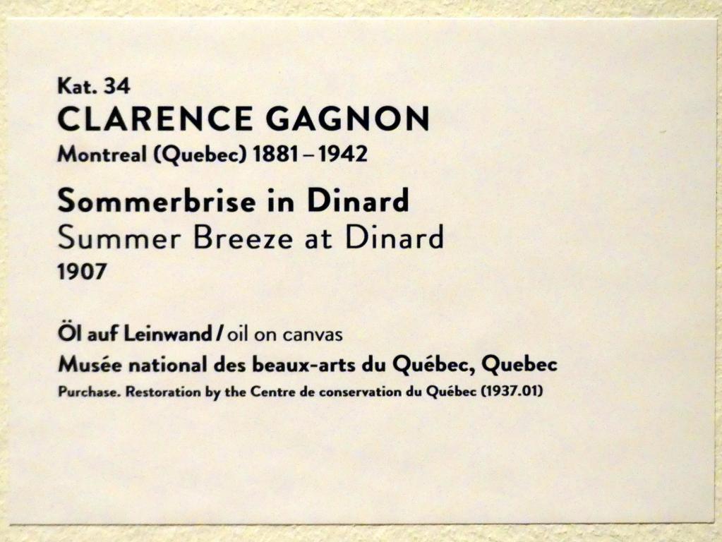 Clarence Gagnon (1907–1916), Sommerbrise in Dinard, München, Kunsthalle, Ausstellung "Kanada und der Impressionismus" vom 19.07.-17.11.2019, An Frankreichs Küsten, 1907, Bild 2/2