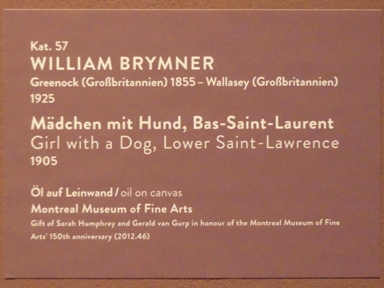 William Brymner (1885–1905), Mädchen mit Hund, Bas-Saint-Laurent, München, Kunsthalle, Ausstellung "Kanada und der Impressionismus" vom 19.07.-17.11.2019, Jugend und Sonnenlicht, 1905, Bild 2/2