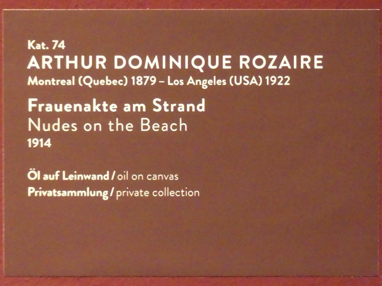 Arthur Dominique Rozaire (1913–1914), Frauenakte am Strand, München, Kunsthalle, Ausstellung "Kanada und der Impressionismus" vom 19.07.-17.11.2019, Frauen in ihrer Freizeit, 1914, Bild 2/2