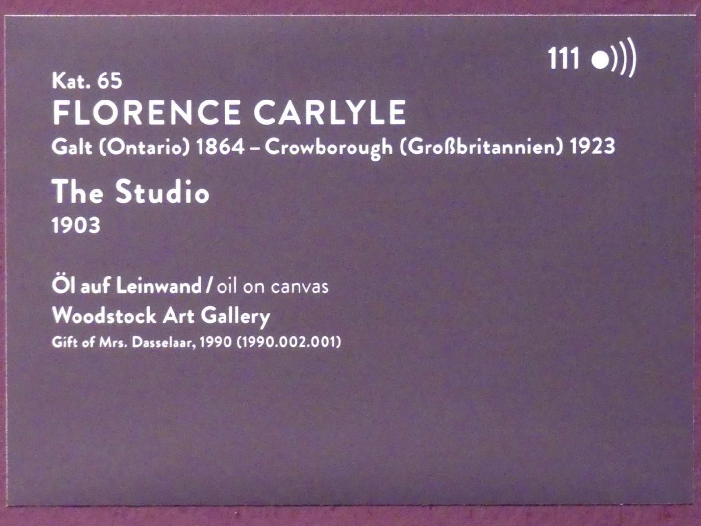 Florence Carlyle (1903), The Studio, München, Kunsthalle, Ausstellung "Kanada und der Impressionismus" vom 19.07.-17.11.2019, Frauen in ihrer Freizeit, 1903, Bild 2/2