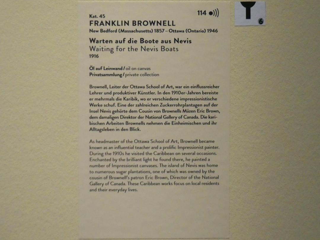 Franklin Brownell (1896–1916), Warten auf die Boote aus Nevis, München, Kunsthalle, Ausstellung "Kanada und der Impressionismus" vom 19.07.-17.11.2019, Neue Horizonte, 1916, Bild 2/2