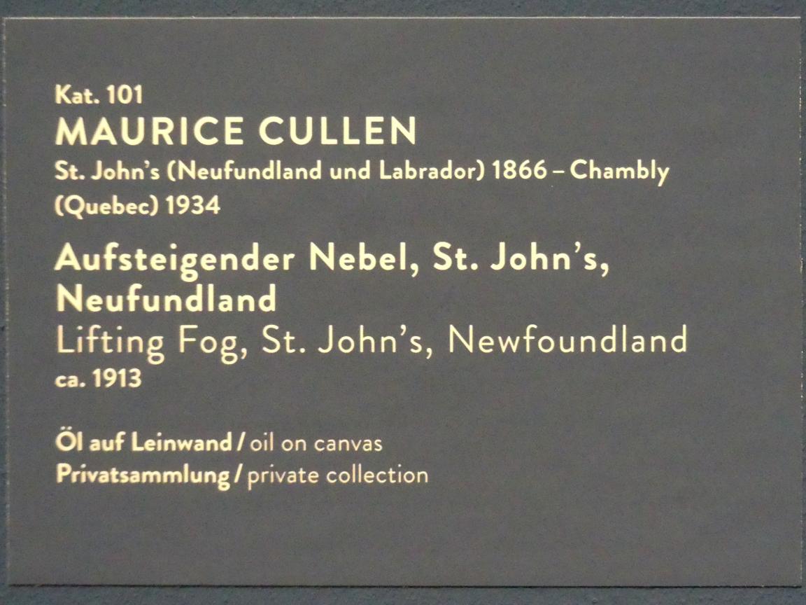 Maurice Galbraith Cullen (1893–1922), Aufsteigender Nebel, St. John's, Neufundland, München, Kunsthalle, Ausstellung "Kanada und der Impressionismus" vom 19.07.-17.11.2019, Städtisches Leben, um 1913, Bild 2/2