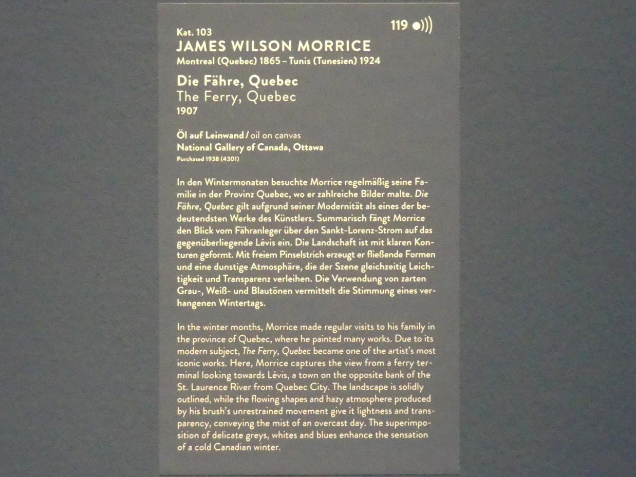 James Wilson Morrice (1897–1921), Die Fähre, Quebec, München, Kunsthalle, Ausstellung "Kanada und der Impressionismus" vom 19.07.-17.11.2019, Städtisches Leben, 1907, Bild 2/2
