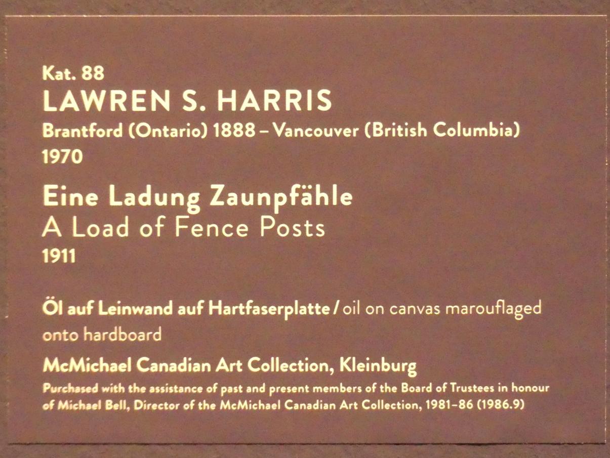 Lawren Stewart Harris (1911–1920), Eine Ladung Zaunpfähle, München, Kunsthalle, Ausstellung "Kanada und der Impressionismus" vom 19.07.-17.11.2019, Vom Impressionismus zur kanadischen Moderne, 1911, Bild 2/2