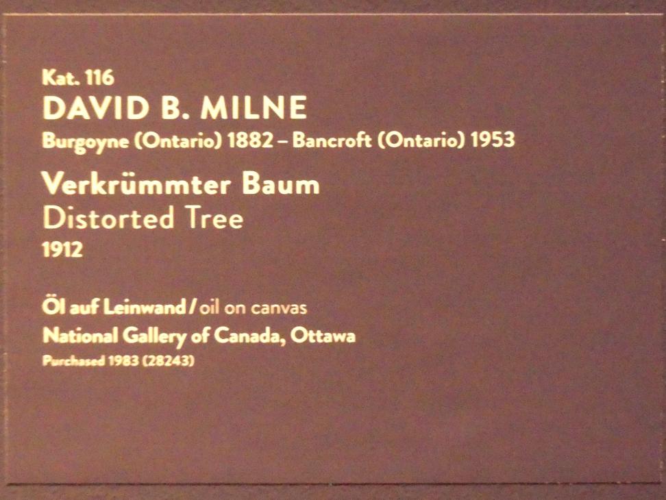 David Milne (1911–1912), Verkrümmter Baum, München, Kunsthalle, Ausstellung "Kanada und der Impressionismus" vom 19.07.-17.11.2019, Die Group of Seven, 1912, Bild 2/2