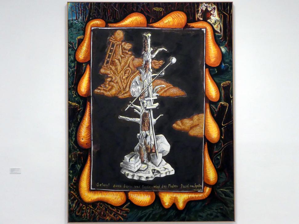 Jörg Immendorff (1965–2007), Getarnt durch Baum und Borke wird des Malers Pinsel zum Spaten, Madrid, Museo Reina Sofía, Ausstellung "Jörg Immendorff - The Task of the Painter" vom 30.10.2019-13.04.2020, Saal 6, 1999