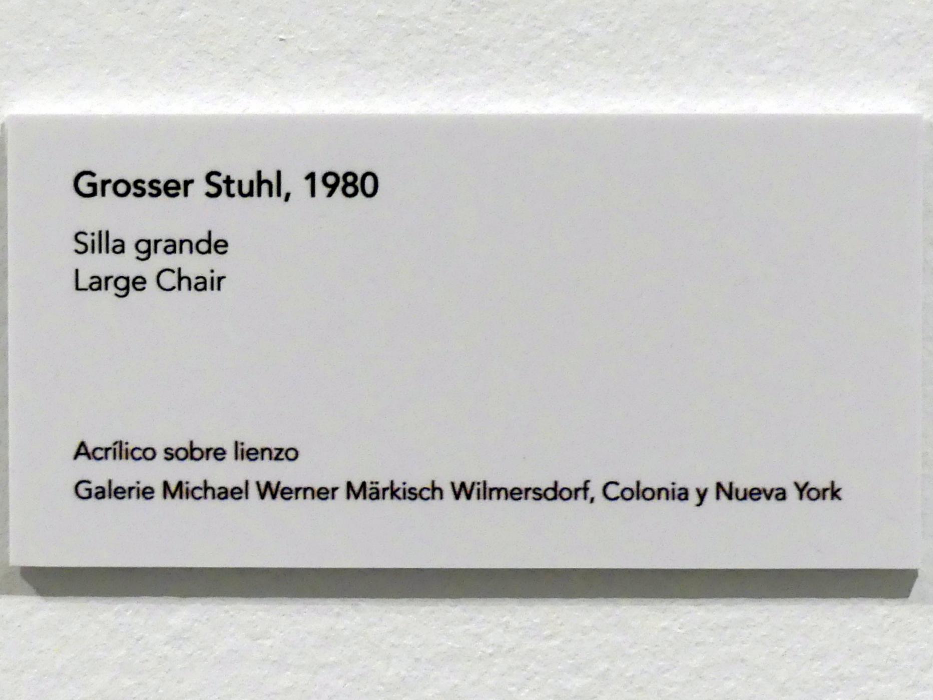 Jörg Immendorff (1965–2007), Grosser Stuhl, Madrid, Museo Reina Sofía, Ausstellung "Jörg Immendorff - The Task of the Painter" vom 30.10.2019-13.04.2020, Saal 5, 1980, Bild 2/2