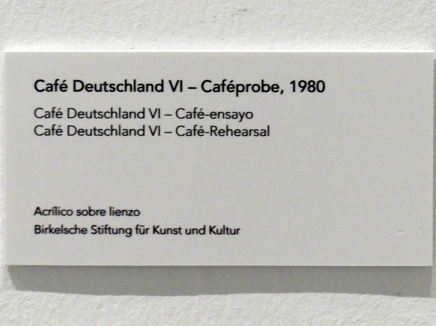Jörg Immendorff (1965–2007), Café Deutschland VI - Caféprobe, Madrid, Museo Reina Sofía, Ausstellung "Jörg Immendorff - The Task of the Painter" vom 30.10.2019-13.04.2020, Saal 5, 1980, Bild 2/2