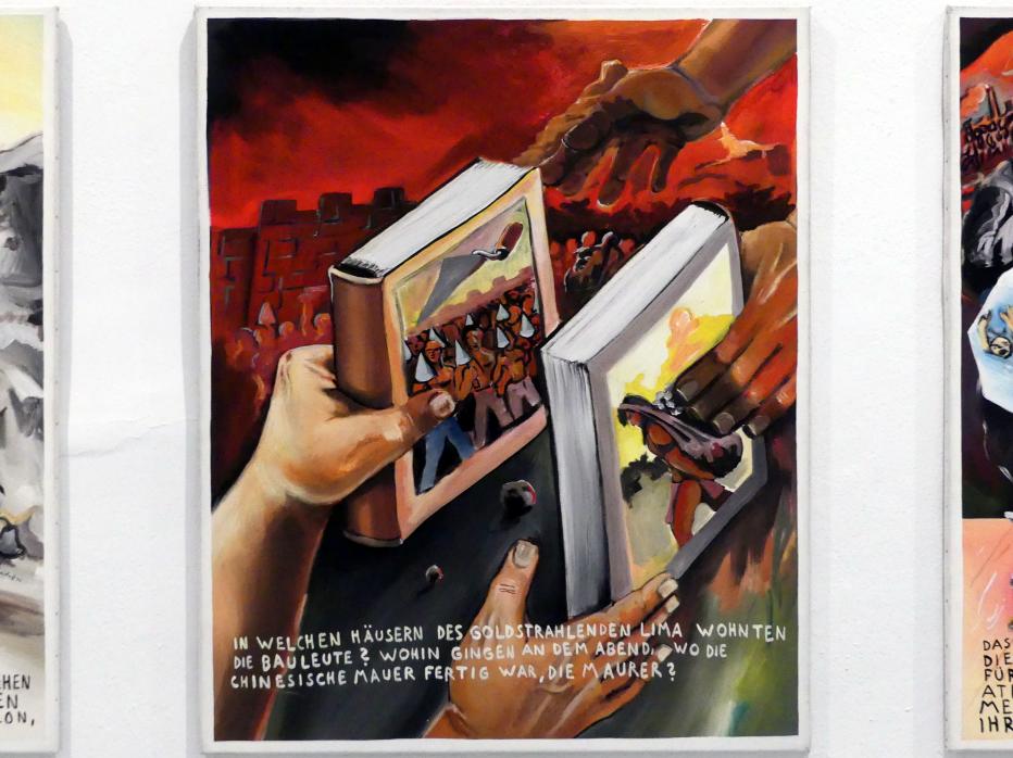 Jörg Immendorff (1965–2007), Brechtzyklus - Fragen eines lesenden Arbeiters, Madrid, Museo Reina Sofía, Ausstellung "Jörg Immendorff - The Task of the Painter" vom 30.10.2019-13.04.2020, Saal 3, 1976, Bild 4/8