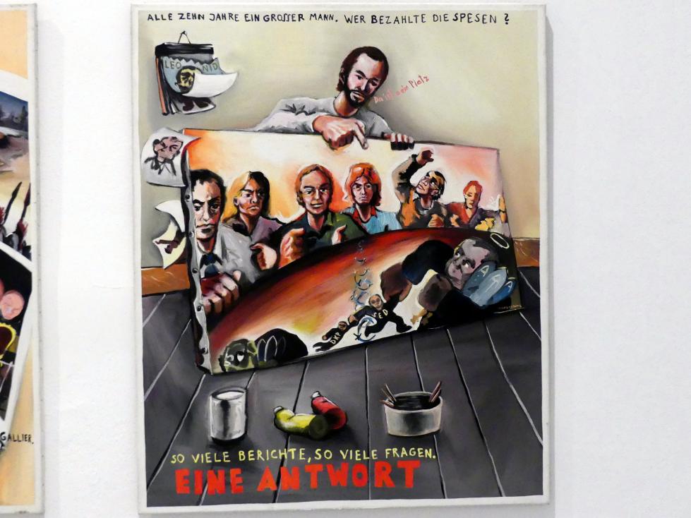 Jörg Immendorff (1965–2007), Brechtzyklus - Fragen eines lesenden Arbeiters, Madrid, Museo Reina Sofía, Ausstellung "Jörg Immendorff - The Task of the Painter" vom 30.10.2019-13.04.2020, Saal 3, 1976, Bild 7/8