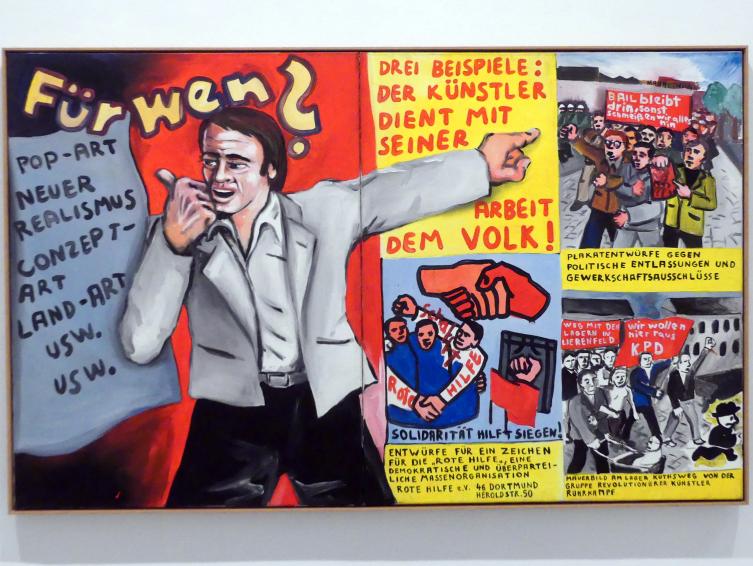 Jörg Immendorff (1965–2007), Für wen?, Madrid, Museo Reina Sofía, Ausstellung "Jörg Immendorff - The Task of the Painter" vom 30.10.2019-13.04.2020, Saal 2, 1973