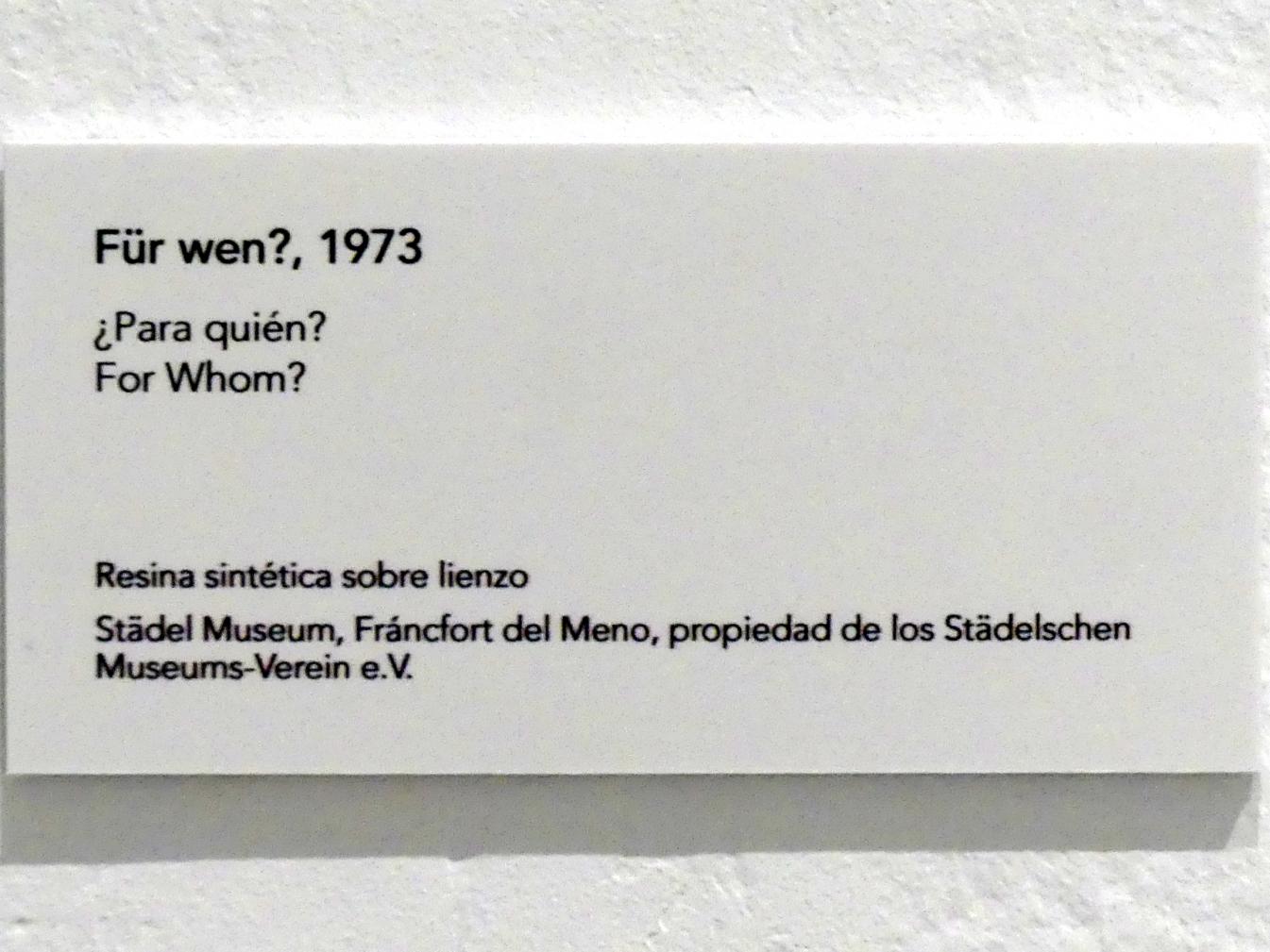 Jörg Immendorff (1965–2007), Für wen?, Madrid, Museo Reina Sofía, Ausstellung "Jörg Immendorff - The Task of the Painter" vom 30.10.2019-13.04.2020, Saal 2, 1973, Bild 2/2
