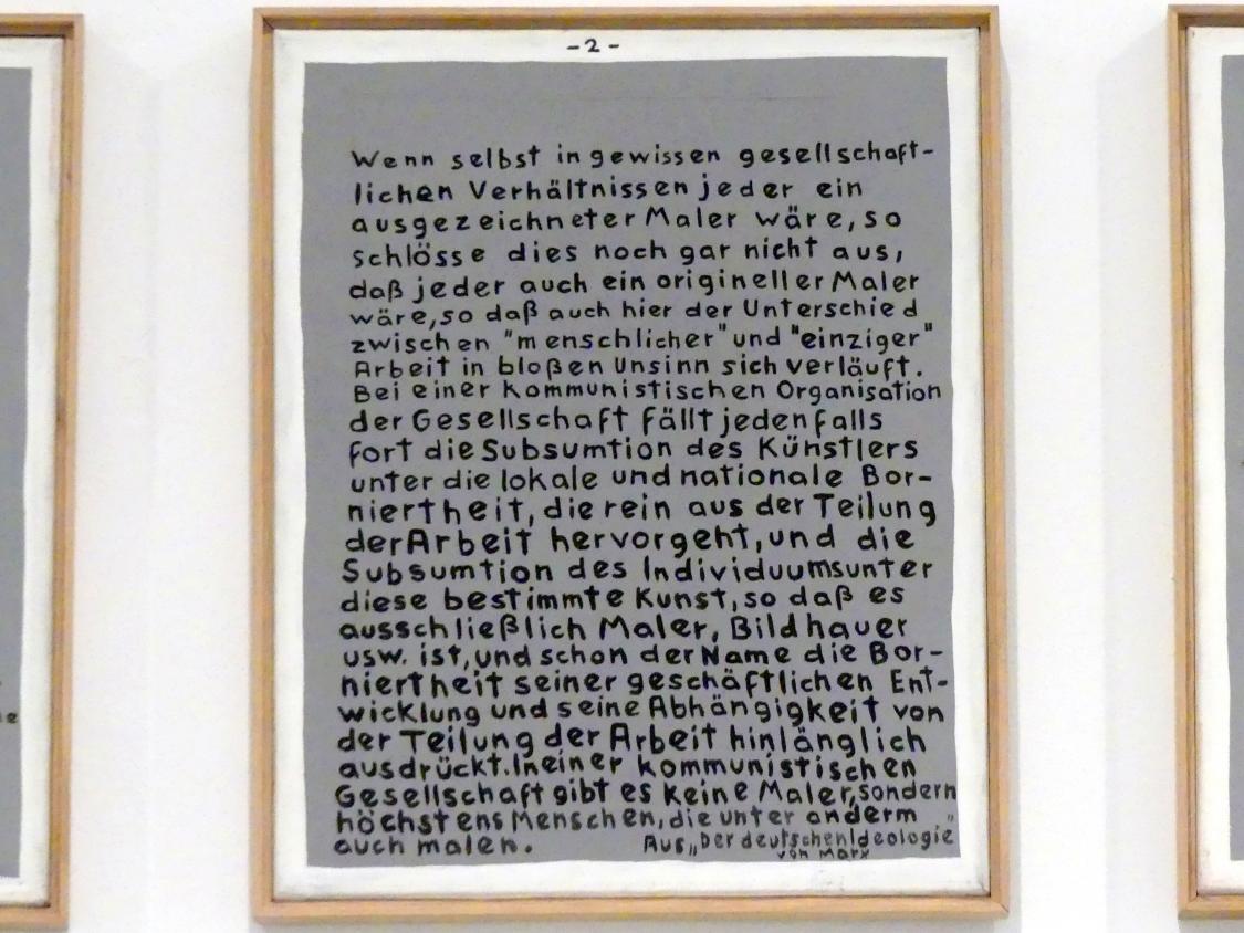 Jörg Immendorff (1965–2007), Eine Künstlerfaust ist auch eine Faust, Madrid, Museo Reina Sofía, Ausstellung "Jörg Immendorff - The Task of the Painter" vom 30.10.2019-13.04.2020, Saal 2, 1972, Bild 4/10