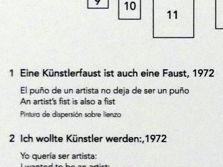 Jörg Immendorff (1965–2007), Eine Künstlerfaust ist auch eine Faust, Madrid, Museo Reina Sofía, Ausstellung "Jörg Immendorff - The Task of the Painter" vom 30.10.2019-13.04.2020, Saal 2, 1972, Bild 10/10
